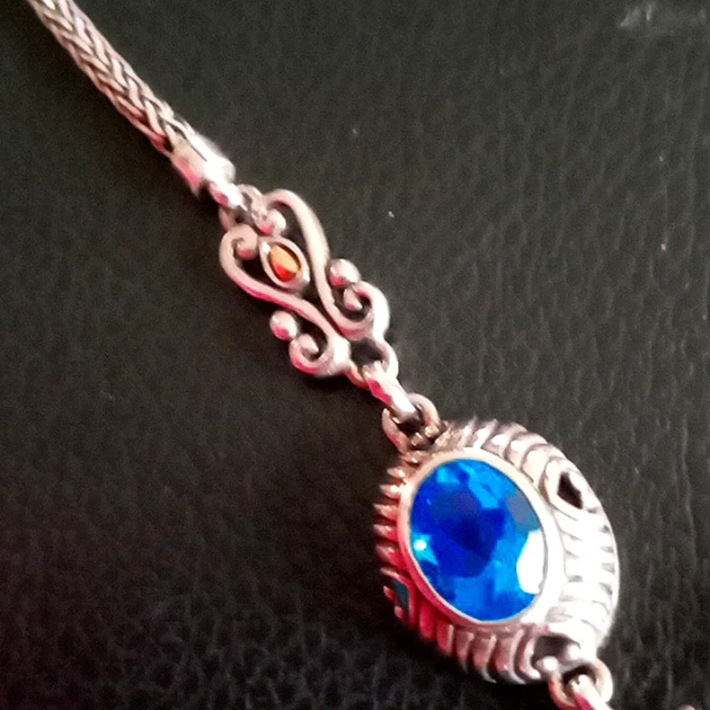 BALI LEGACY STERLING SILVER AND 18k GOLD CARIBBEAN BLUE QUARTZ Y-NECKLACE - Picture 4 of 9